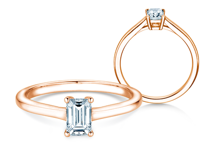 Verlovingsring Emerald Cross in 9K roségoud met diamant 0,60ct G/VS