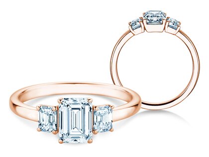 Verlovingsring Emerald Eden in 14K roségoud met diamanten 0,74ct G/VS