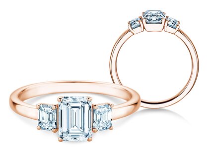 Verlovingsring Emerald Eden in 14K roségoud met diamanten 0,74ct G/VS