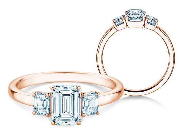 Verlovingsring Emerald Eden in 14K roségoud met diamanten 0,74ct G/VS