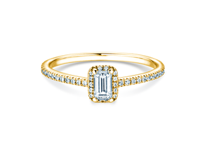 Verlovingsring Emerald Halo Pavé in 14K geelgoud met diamanten 0,75ct G/VS