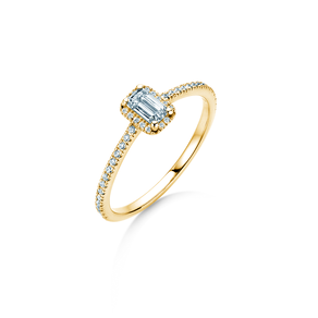Verlovingsring Emerald Halo Pavé in 14K geelgoud met diamanten 0,75ct G/VS