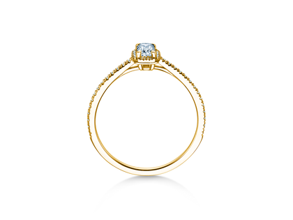Verlovingsring Emerald Halo Pavé in 14K geelgoud met diamanten 0,75ct G/VS