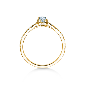 Verlovingsring Emerald Halo Pavé in 14K geelgoud met diamanten 0,75ct G/VS