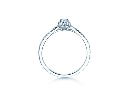 Verlovingsring Emerald Halo Pavé in 14K witgoud met diamanten 0,75ct G/VS