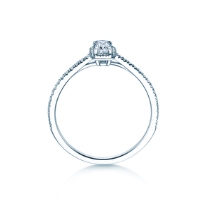 Verlovingsring Emerald Halo Pavé in 14K witgoud met diamanten 0,75ct G/VS