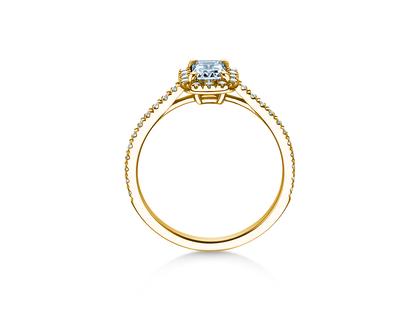 Verlovingsring Emerald Halo Pavé in 9K geelgoud met Lab-grown diamanten 2,02ct E/VS