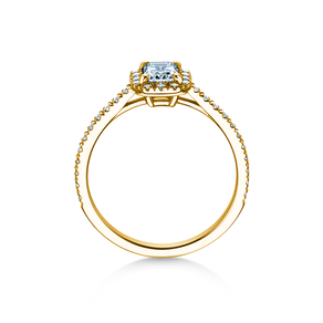 Verlovingsring Emerald Halo Pavé in 9K geelgoud met Lab-grown diamanten 2,02ct E/VS