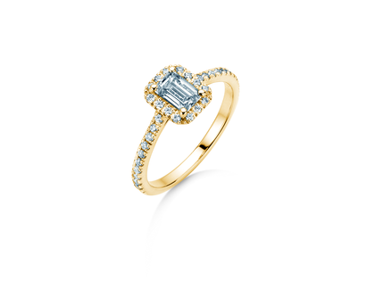 Verlovingsring Emerald Halo Pavé in 9K geelgoud met Lab-grown diamanten 2,02ct E/VS