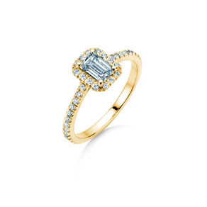 Verlovingsring Emerald Halo Pavé in 9K geelgoud met Lab-grown diamanten 2,02ct E/VS