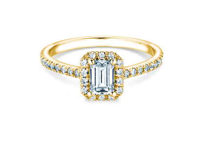 Verlovingsring Emerald Halo Pavé in 9K geelgoud met Lab-grown diamanten 2,02ct E/VS