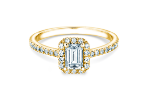 Verlovingsring Emerald Halo Pavé in 9K geelgoud met Lab-grown diamanten 2,02ct E/VS