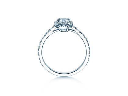 Verlovingsring Emerald Halo Pavé in 9K witgoud met Lab-grown diamanten 2,02ct E/VS