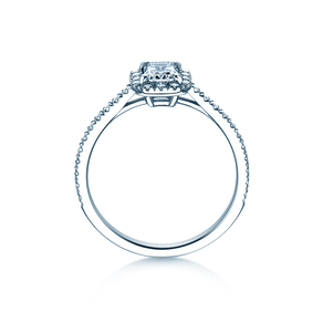 Verlovingsring Emerald Halo Pavé in 9K witgoud met Lab-grown diamanten 2,02ct E/VS