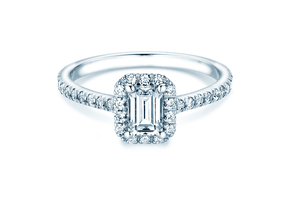 Verlovingsring Emerald Halo Pavé in 9K witgoud met Lab-grown diamanten 2,02ct E/VS