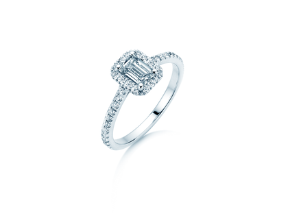 Verlovingsring Emerald Halo Pavé in 9K witgoud met Lab-grown diamanten 2,02ct E/VS