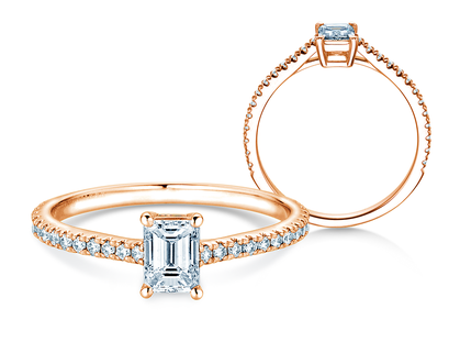 Verlovingsring Emerald Pavé in 14K roségoud met diamanten 0,40ct G/VS