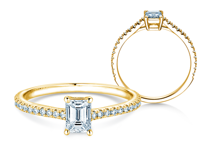 Verlovingsring Emerald Pavé in 14K geelgoud met diamanten 0,40ct G/VS