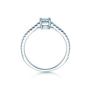 Verlovingsring Emerald Pavé in 14K witgoud met diamanten 0,40ct G/VS