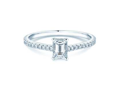 Verlovingsring Emerald Pavé in 14K witgoud met diamanten 0,40ct G/VS