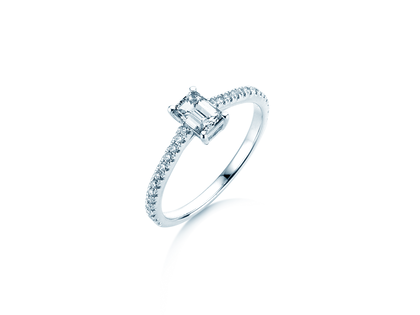 Verlovingsring Emerald Pavé in 14K witgoud met diamanten 0,40ct G/VS