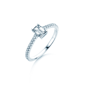 Verlovingsring Emerald Pavé in 14K witgoud met diamanten 0,40ct G/VS