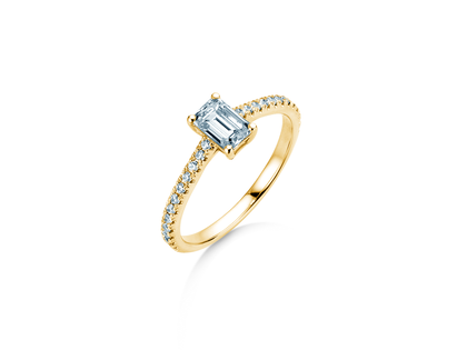 Verlovingsring Emerald Pavé in geelgoud