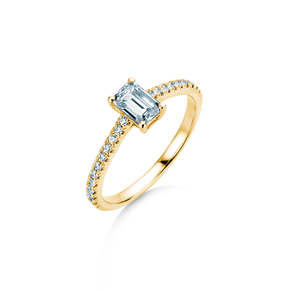 Verlovingsring Emerald Pavé in geelgoud
