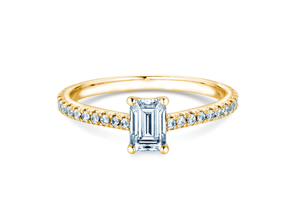Verlovingsring Emerald Pavé in geelgoud