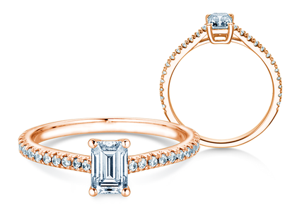 Verlovingsring Emerald Pavé in roségoud