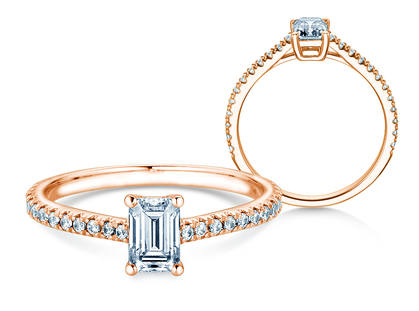 Verlovingsring Emerald Pavé in roségoud