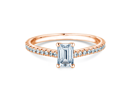Verlovingsring Emerald Pavé in roségoud