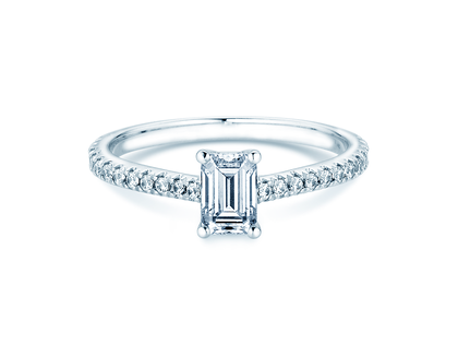 Verlovingsring Emerald Pavé in platina