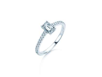 Verlovingsring Emerald Pavé in platina