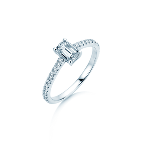 Verlovingsring Emerald Pavé in platina