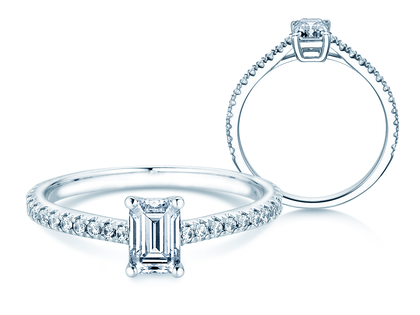 Verlovingsring Emerald Pavé in platina