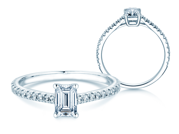 Verlovingsring Emerald Pavé in platina