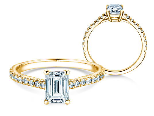 Verlovingsring Emerald Pavé in 9K geelgoud met Lab-grown diamanten 1,82ct E/VS