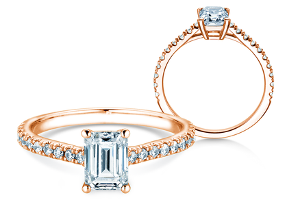 Verlovingsring Emerald Pavé in 18K roségoud met diamanten 1,56ct G/VS