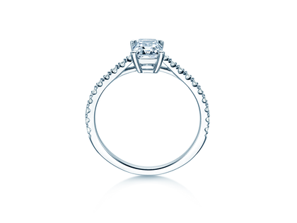 Verlovingsring Emerald Pavé in witgoud