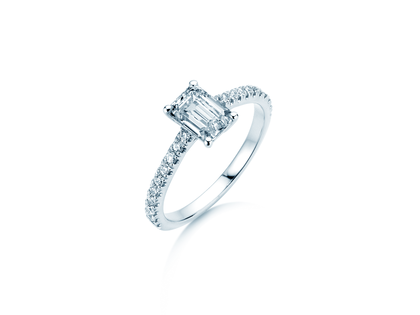 Verlovingsring Emerald Pavé in witgoud