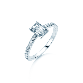 Verlovingsring Emerald Pavé in witgoud