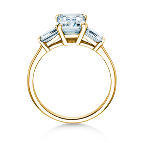 Verlovingsring Emerald Tapered Baguette in geelgoud