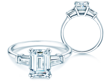 Verlovingsring Emerald Tapered Baguette Lab-grown diamant