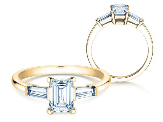 Verlovingsring Emerald Tapered Baguette in 9K geelgoud met Lab-grown diamanten 0,41ct E/VS