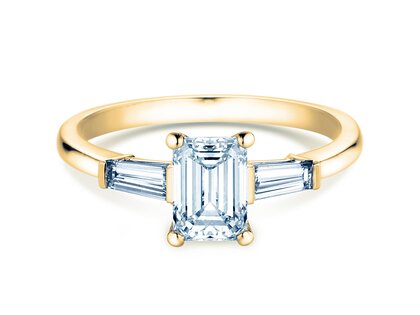 Verlovingsring Emerald Tapered Baguette in 9K geelgoud met Lab-grown diamanten 0,41ct E/VS