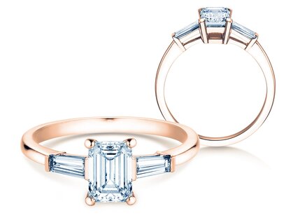 Verlovingsring Emerald Tapered Baguette in 9K roségoud met Lab-grown diamanten 1,30ct