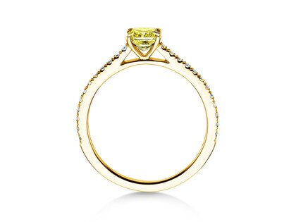 Verlovingsring Fancy Yellow Cushion Pavé in 14K geelgoud met diamanten 0,77ct G/SI