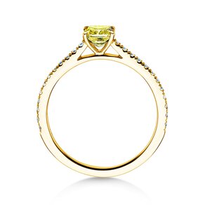 Verlovingsring Fancy Yellow Cushion Pavé in 14K geelgoud met diamanten 0,77ct G/SI