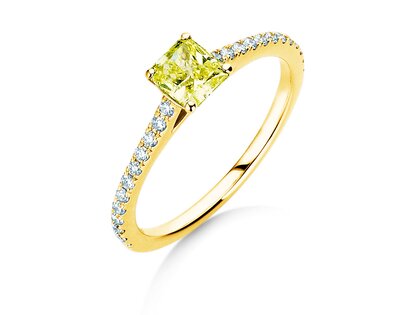 Verlovingsring Fancy Yellow Cushion Pavé in 14K geelgoud met diamanten 0,77ct G/SI